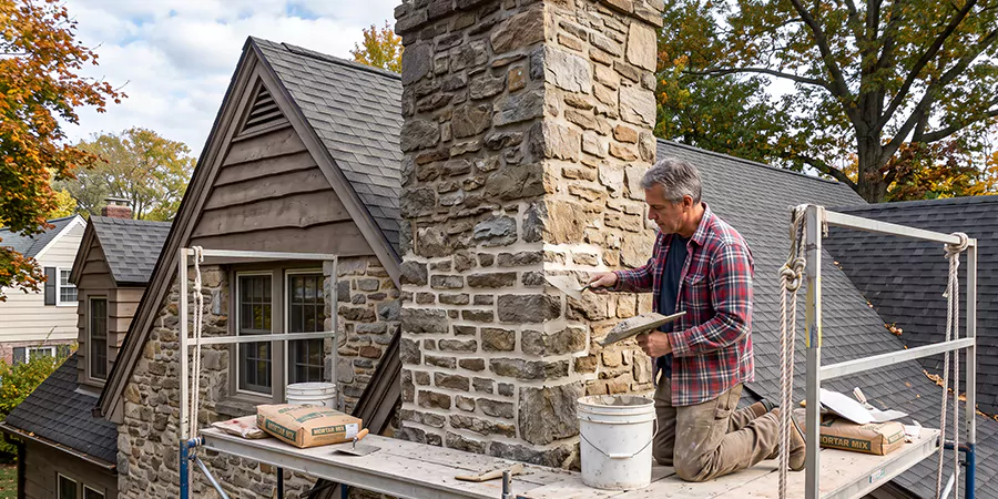 Tuckpointing Stone Chimney South Gate